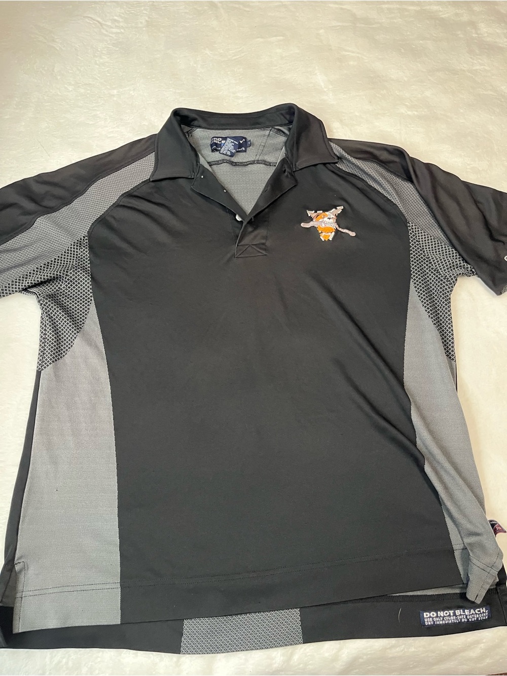 Men's Black and Gray Athletic Polo with Team Embroidery